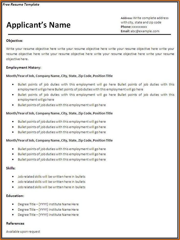 Fillable Resume Template Free Resume Resume Examples BpV5Wvd91Z