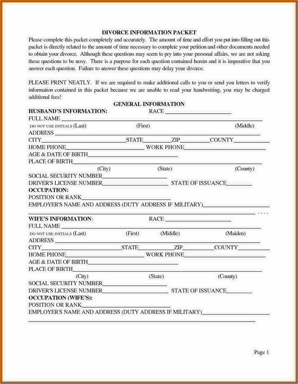Divorce Forms Texas Form Resume Examples n49md1E2Zz