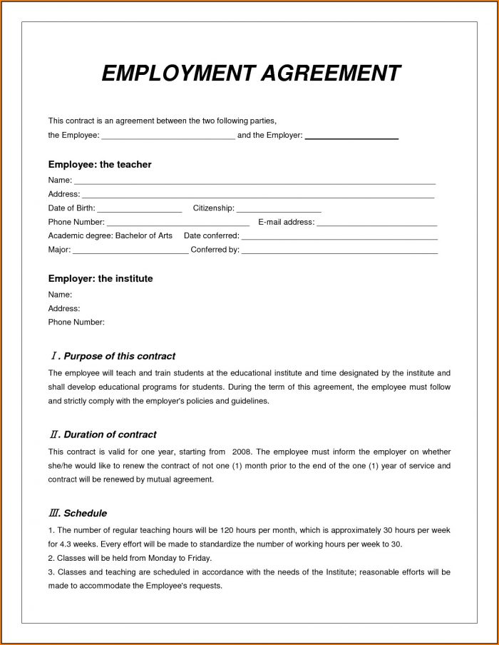 Employment Contract Template Word Doc Template 1 Resume Examples 