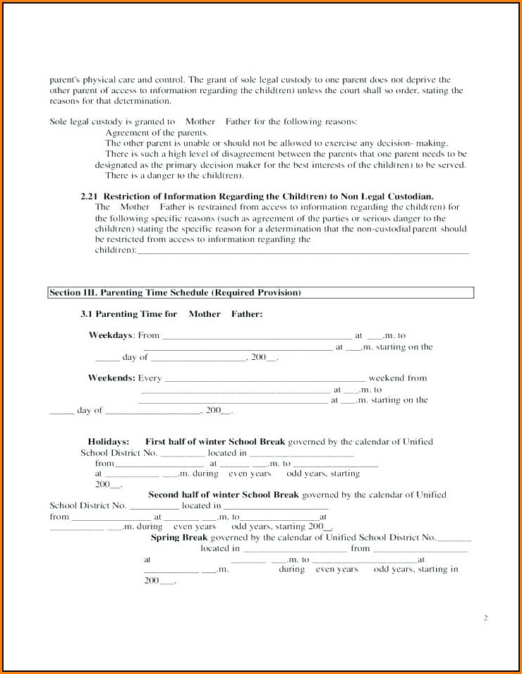 Free Printable Child Guardianship Forms In Case Of Death Form 