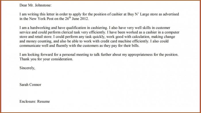 Supermarket Job Application Letter Sample - Job Application : Resume