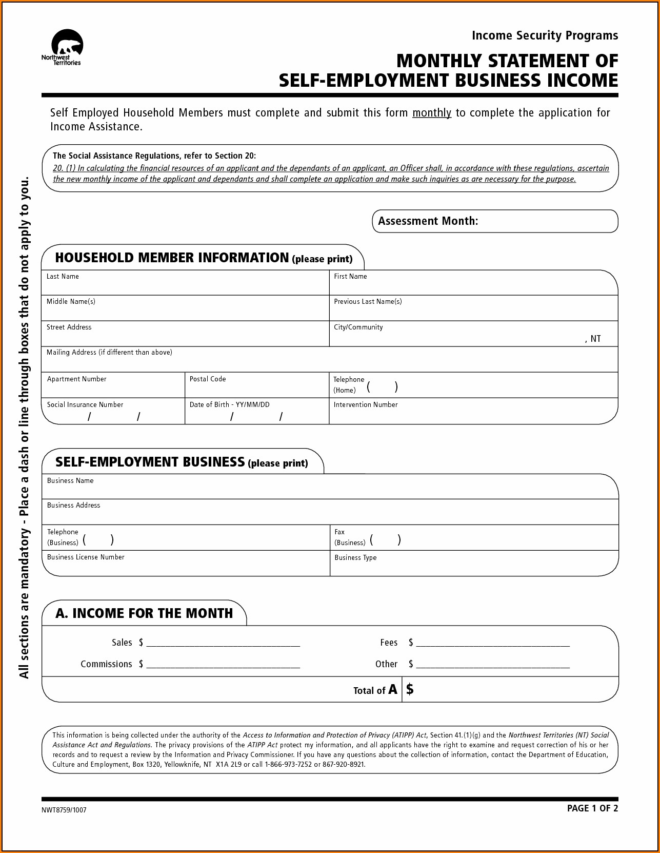 Template For Profit And Loss Statement For Self Employed Template 2 