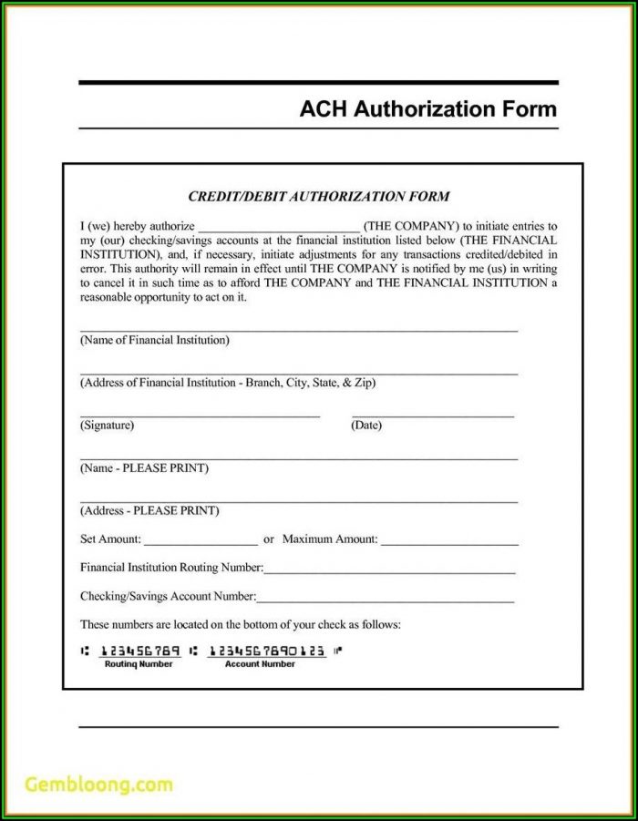 Sample Ach Deposit Authorization Form Form : Resume Examples #AjYdnEZ2l0
