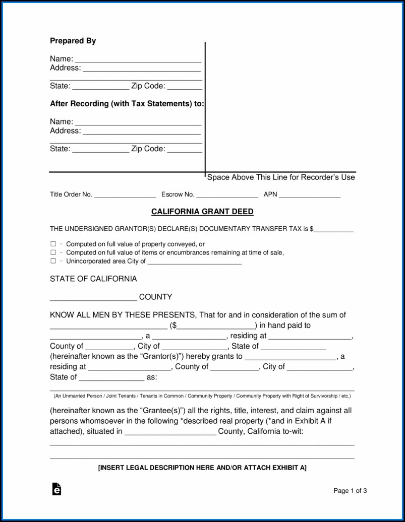 Warranty Deed Form California Fill Online Printable Fillable Blank