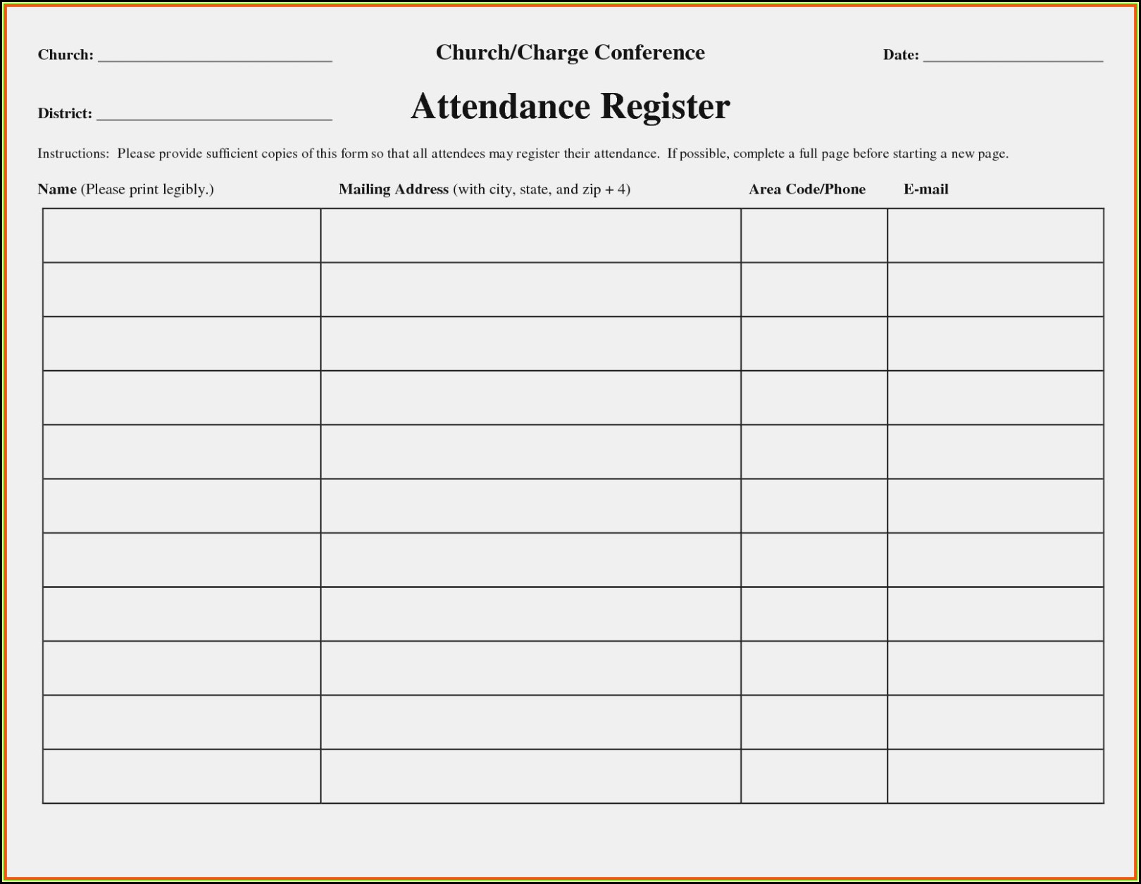 Church Attendance Form Template Form Resume Examples 0g27gWX2Pr