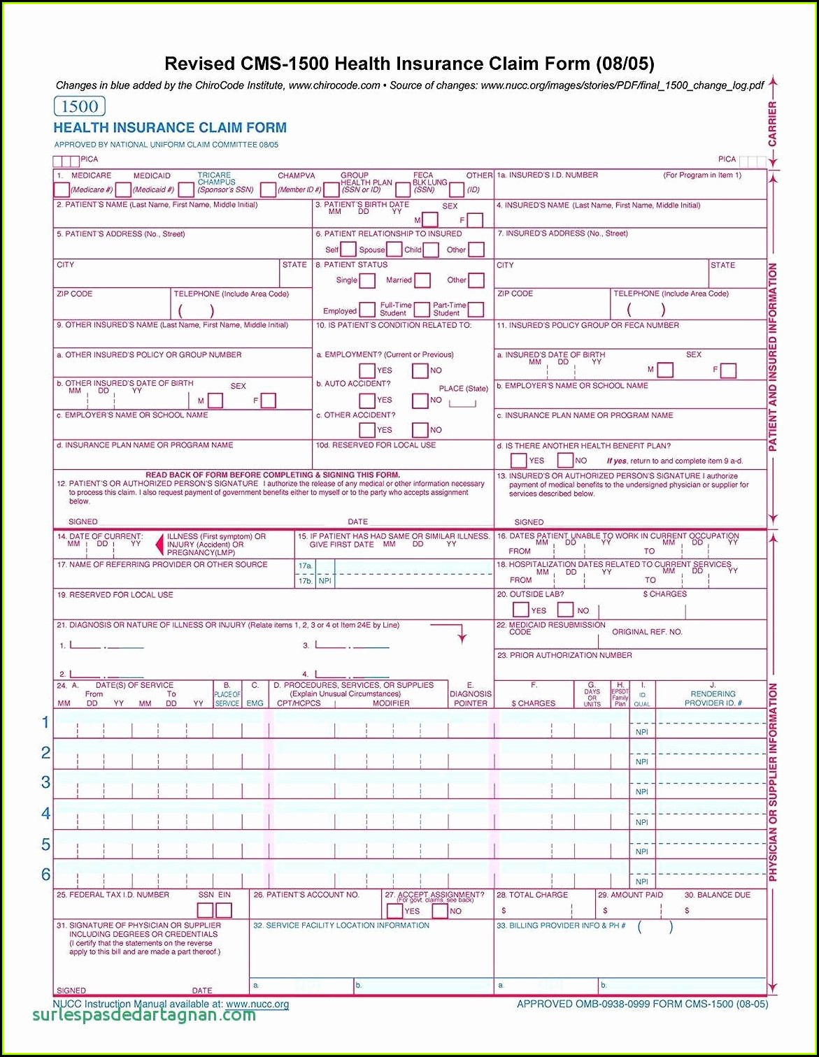 Free Hcfa 1500 Claim Form Template Form Resume Examples E4Y4p87YlB