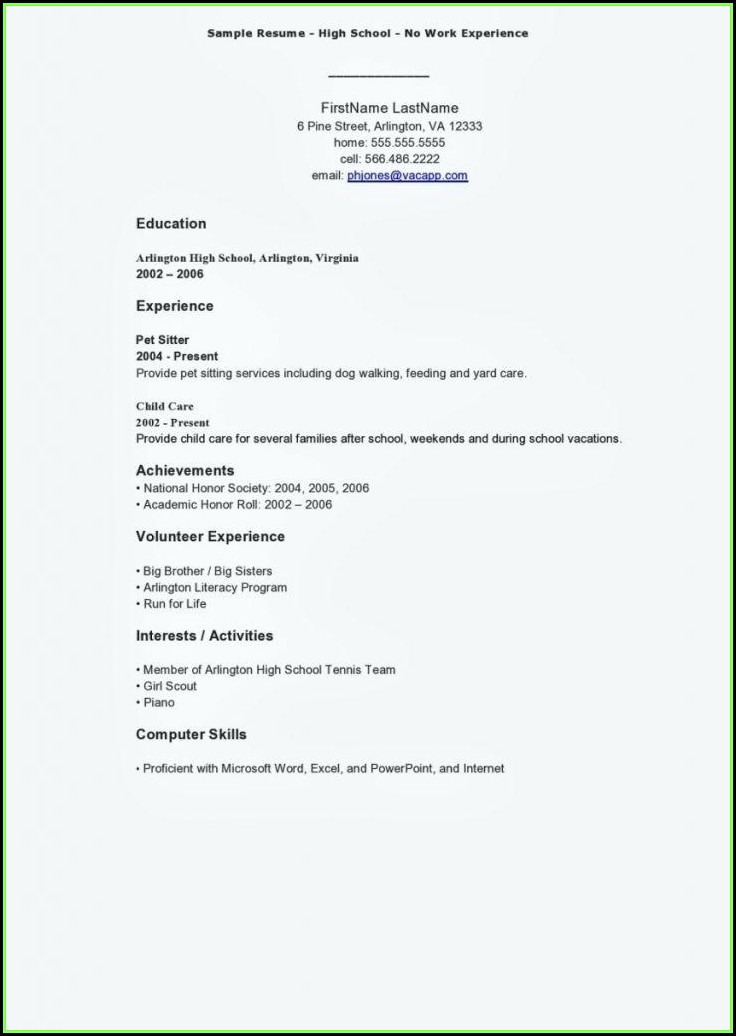 Free Sample Resume Templates For Highschool Students Resume Resume