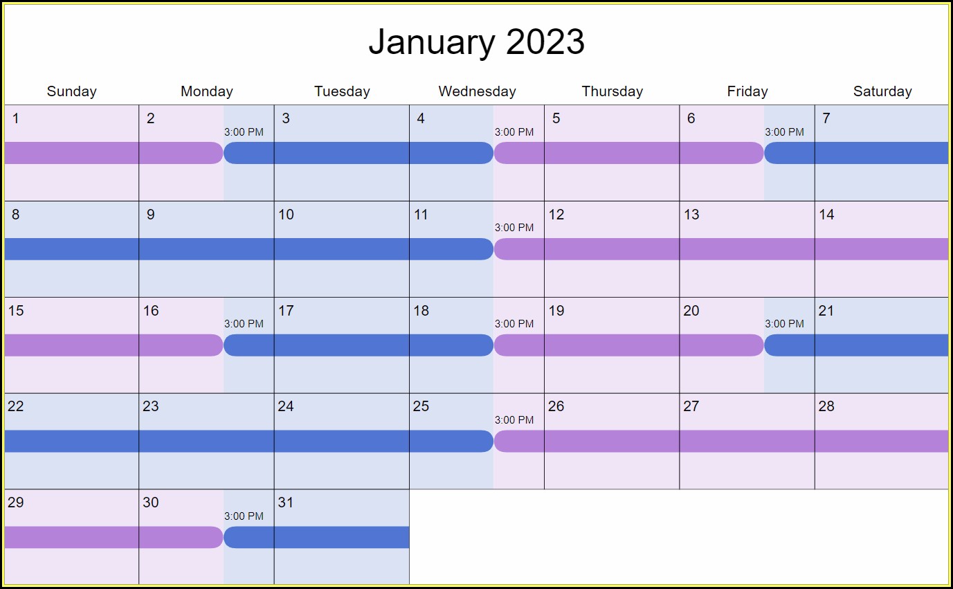 Monthly Rotation Calendar Template Printable Calendar 2023