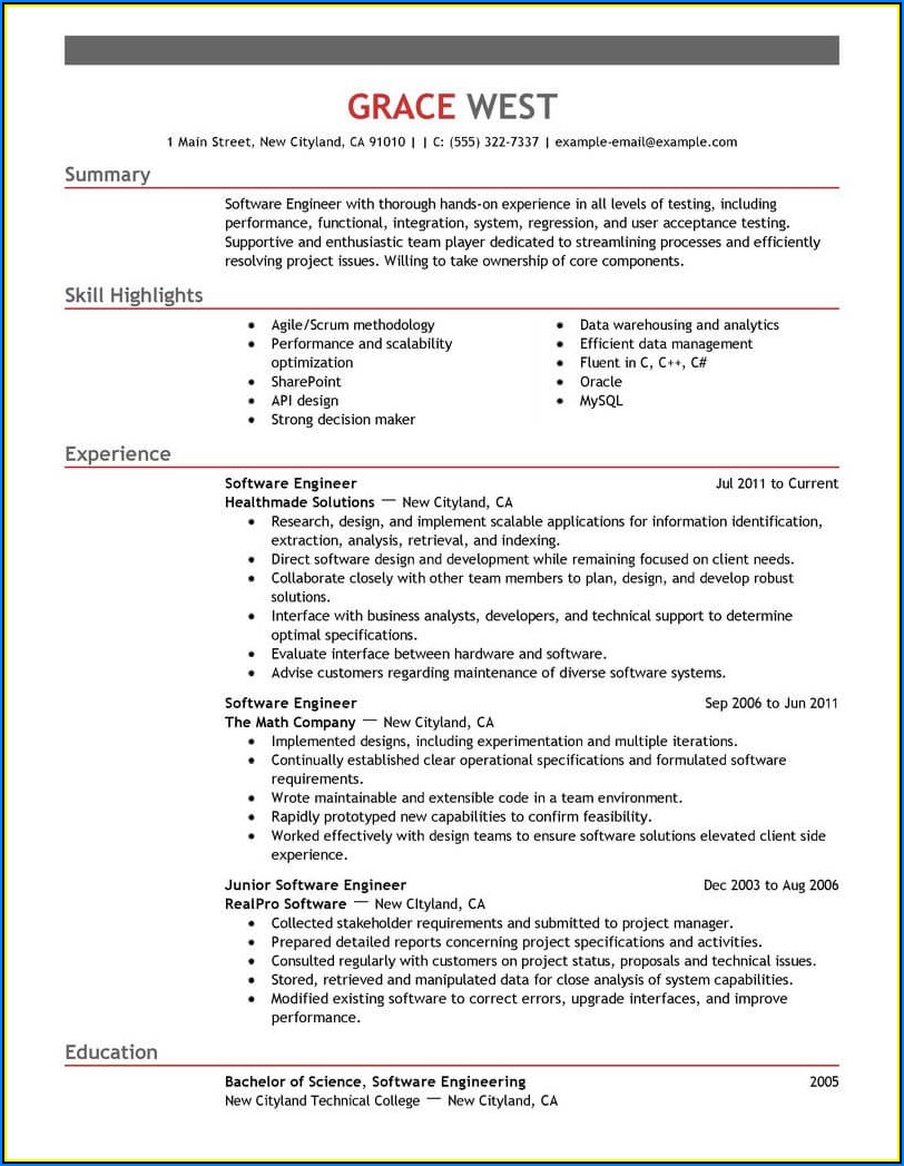 Sample Resume For Experienced Embedded Software Developer Dioedpia