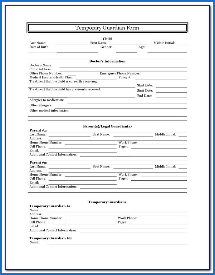 Free Printable Guardianship Forms Indiana Printable Forms Free Online