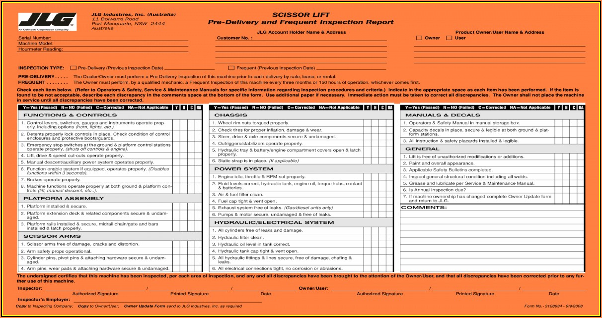 Jlg Manlift Inspection Forms Form Resume Examples 4x2v8JvY5l
