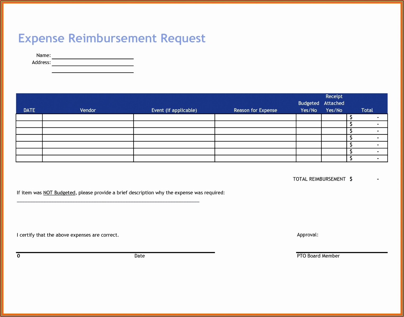 Simple Expense Reimbursement Form Pdf Form Resume Examples v19x4wO97E