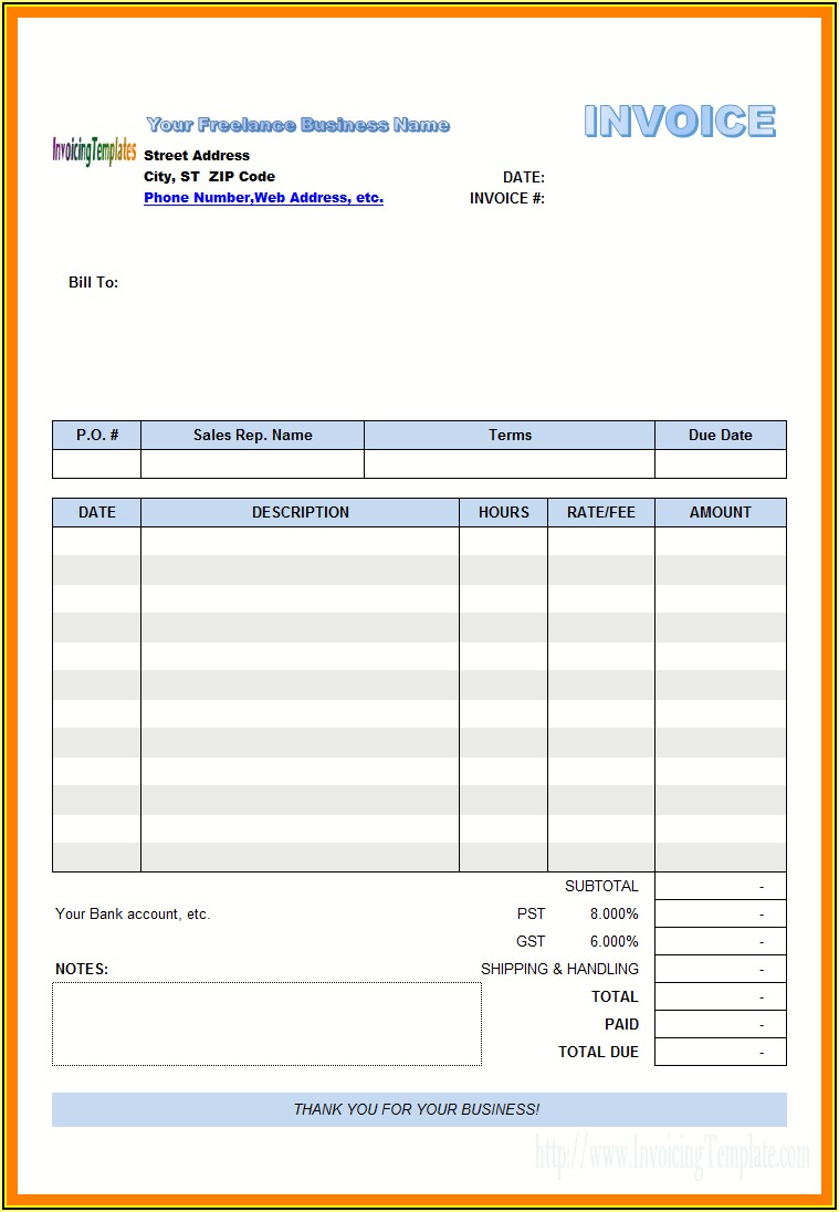 Electrician Invoice Template Excel