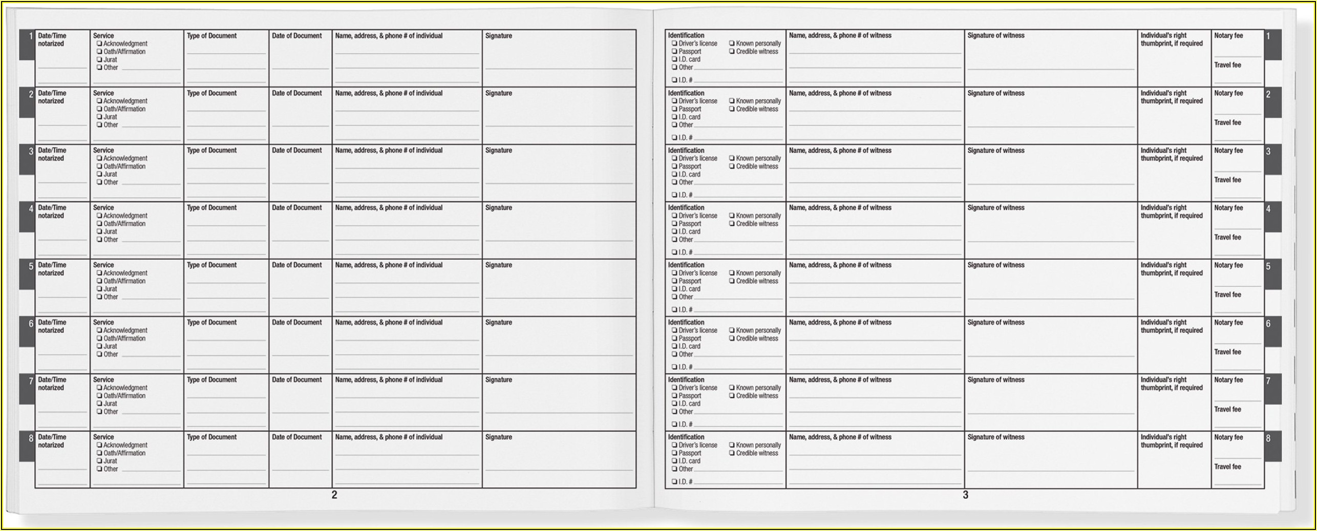 Nys Notary Journal Template