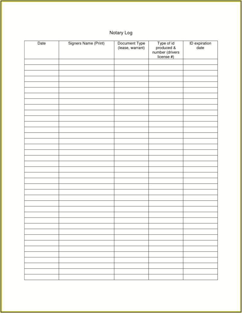 Notary Journal Template Excel Printable Word Searches