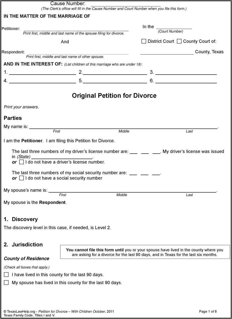 State Of Texas Uncontested Divorce Forms Form Resume Examples 