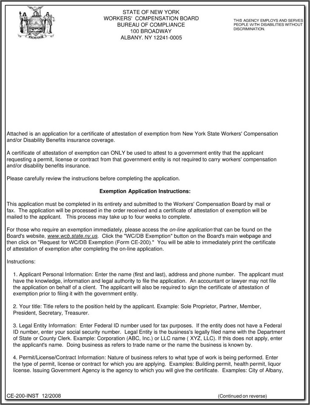 New York Workers Compensation Form Ce 200 Form Resume Examples 