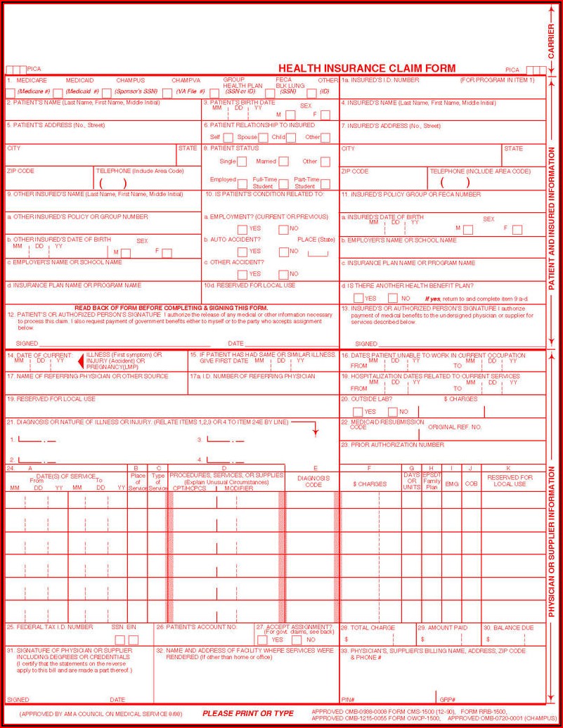 Cms 1500 Insurance Claim Form Form Resume Examples 0g27XaX9Pr