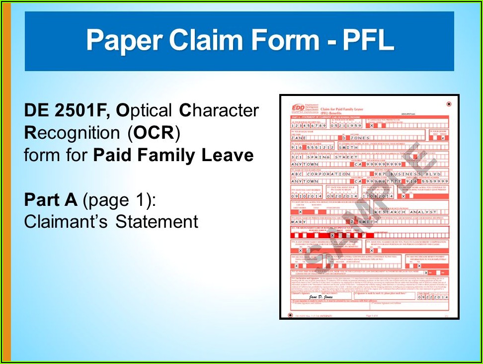 Edd Disability Claim Form De 2501 Form Resume Examples BpV5ZgM21Z