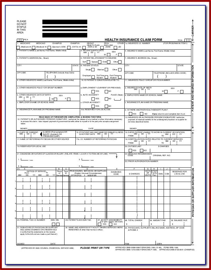 Fillable Health Insurance Claim Form 1500 Form Resume Examples BpV5EZ5V1Z