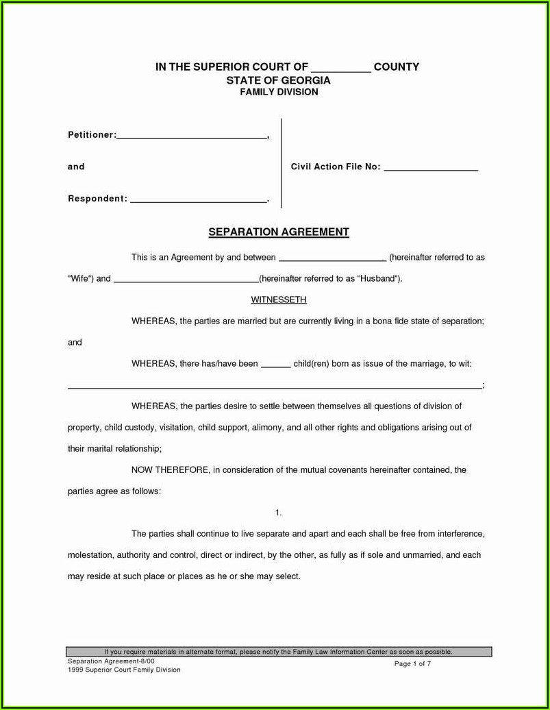 Free Printable Uncontested Divorce Forms Georgia Form Resume Examples xz20eyy9ql