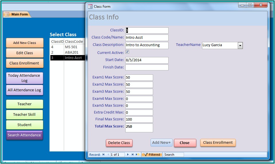 Ms Access Student Grades Database Template Template 1 Resume 