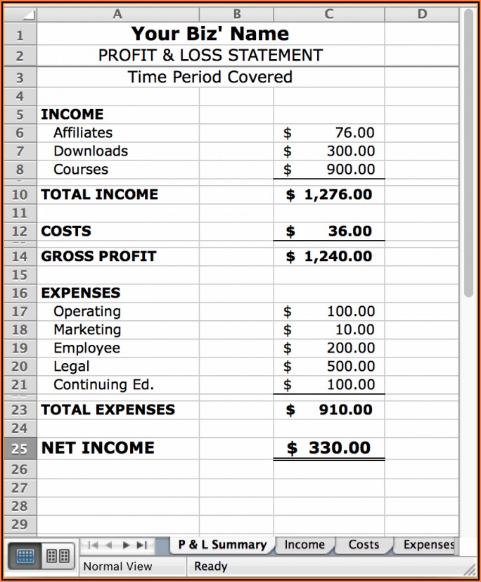 Profit Loss Statement Template Google Sheets Template 2 Resume 