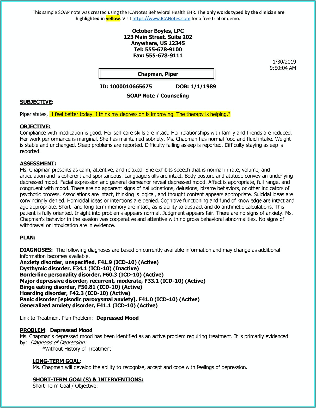 Soap Note Example Counseling Template 1 Resume Examples edV1y36Vq6