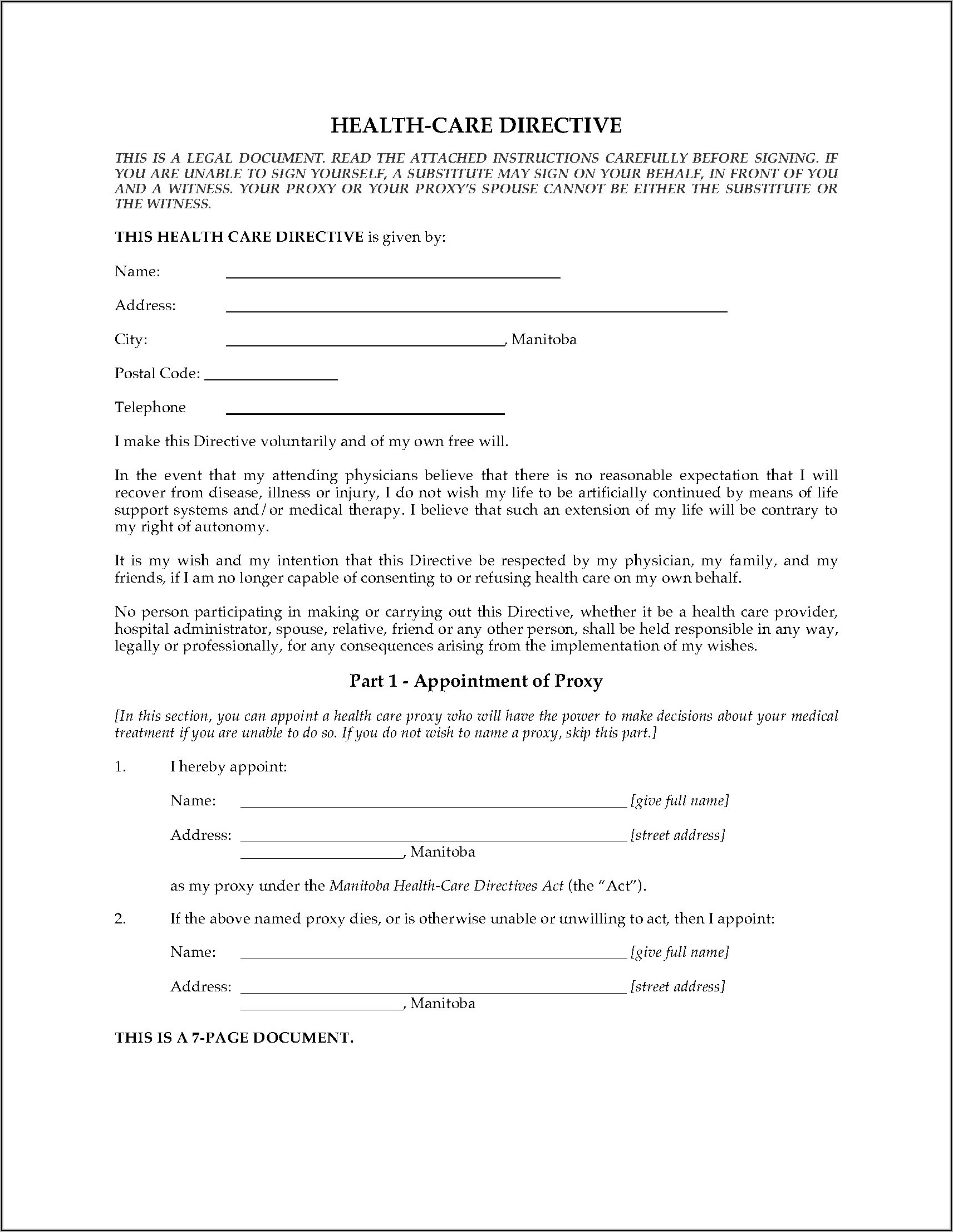 Advance Healthcare Directive Form Ontario Form Resume Examples 