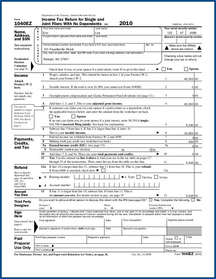 Federal Tax Return Forms 1040ez Form Resume Examples P32e55mz2j