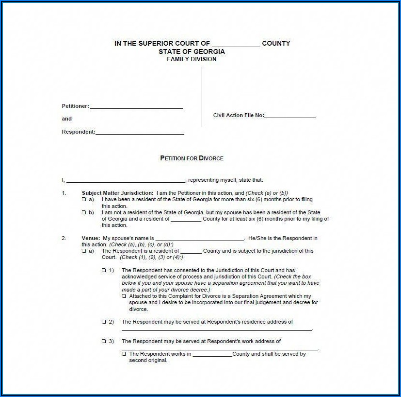 Free Georgia Uncontested Divorce Forms Form Resume Examples 0g27llaA9P