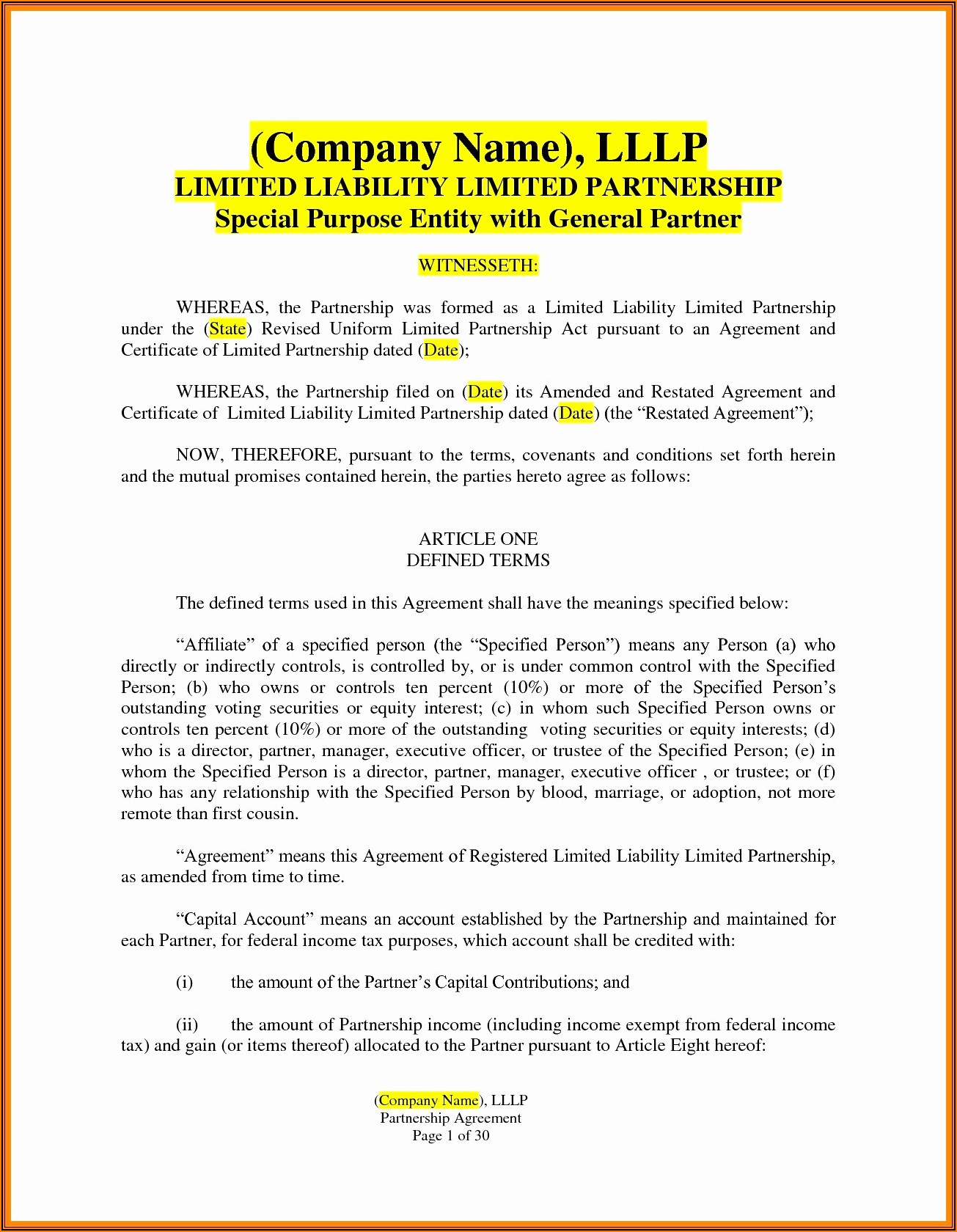 Llp Partnership Agreement Template Template 2 Resume Examples 