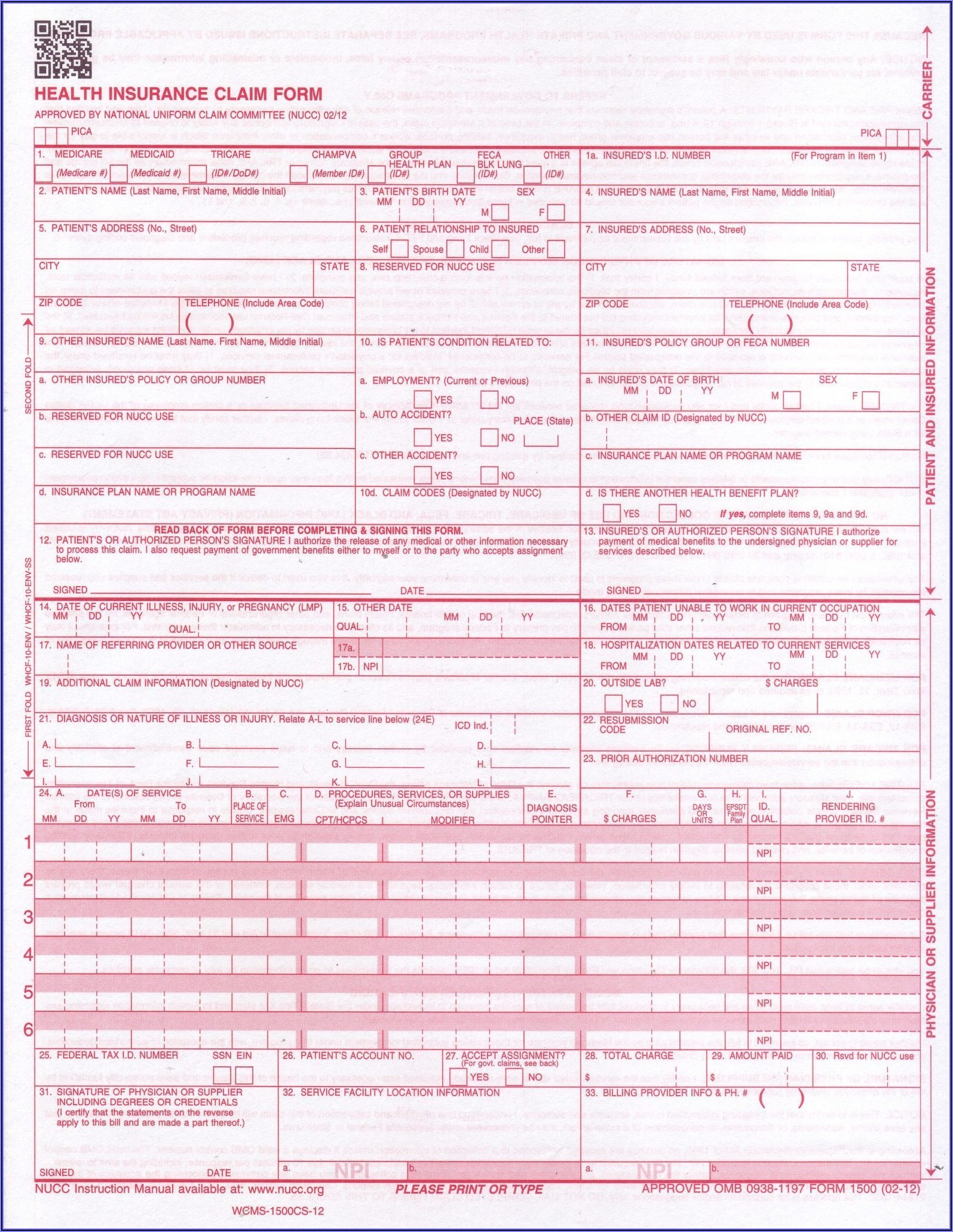 How To Fill Out A Hcfa 1500 Form For Medicare Form Resume Examples 