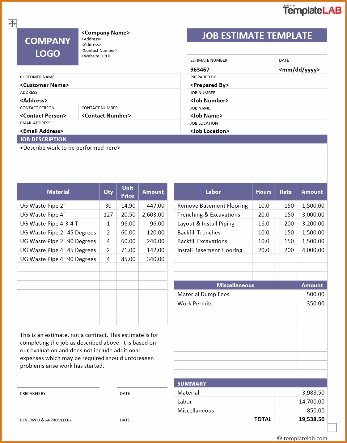 Cleaning Estimate Forms Free Form Resume Examples v19xNoAZV7