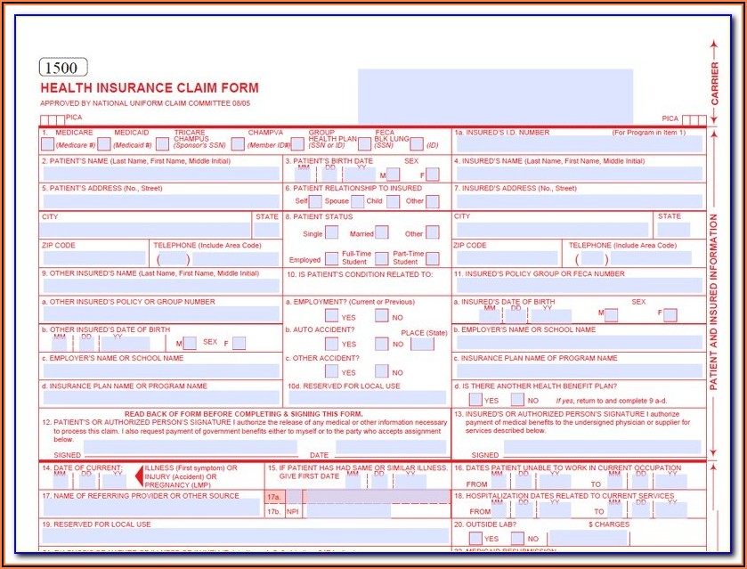 Medicare Part B Cms 1500 Claim Form Instructions Form Resume 