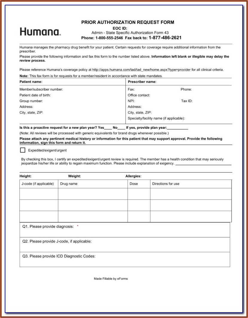 Medicare Part D Prior Auth Form For Medications Form Resume 