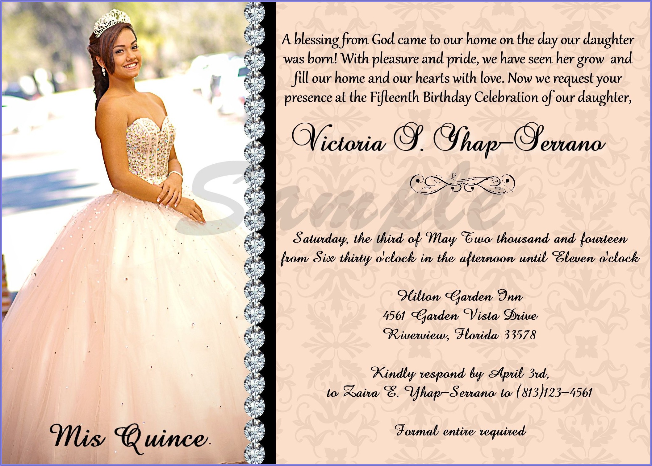 Quinceanera Invitations Wording Samples In English Invitations 