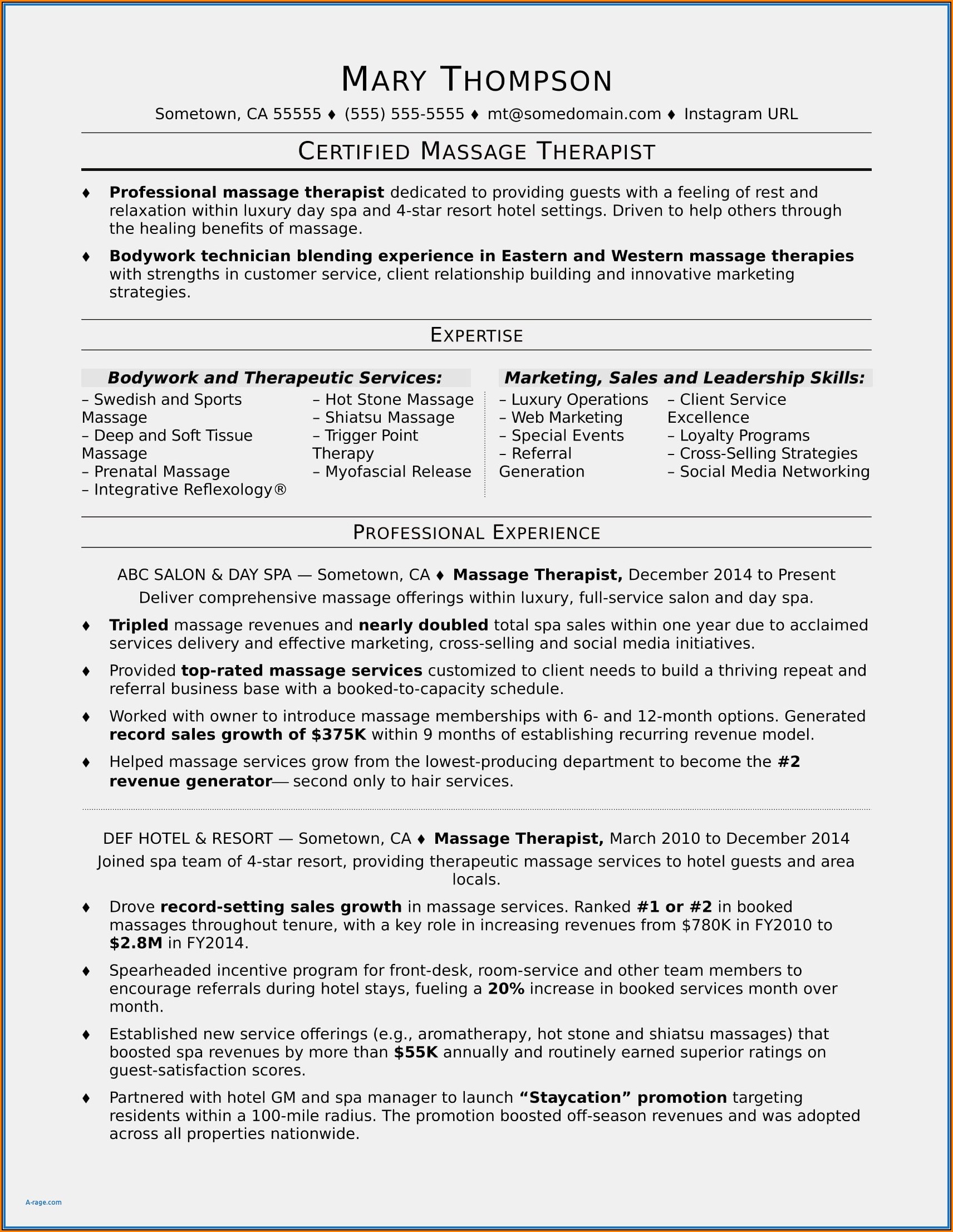 Massage Therapist Gift Certificate Template Template Resume