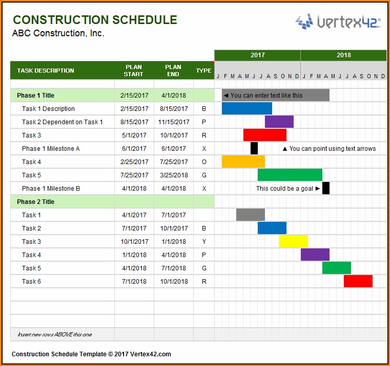 Free Construction Schedule Template Excel - Template 1 : Resume ...