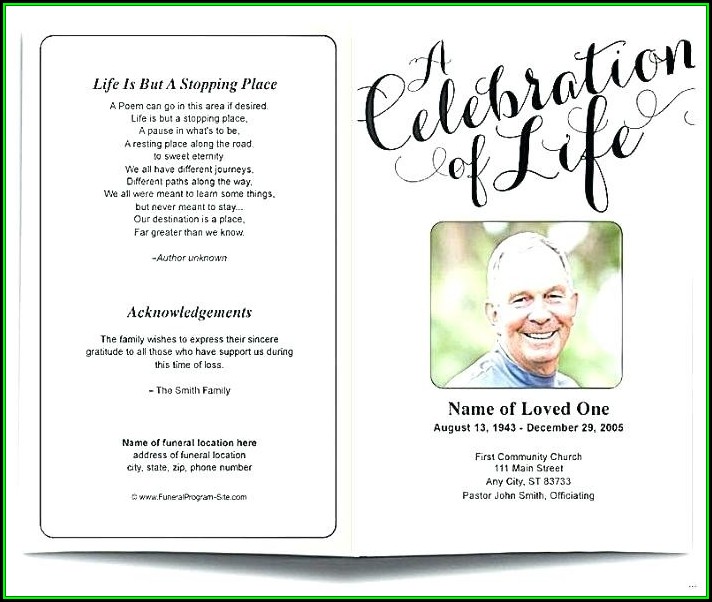 Celebration Of Life Program Template Download