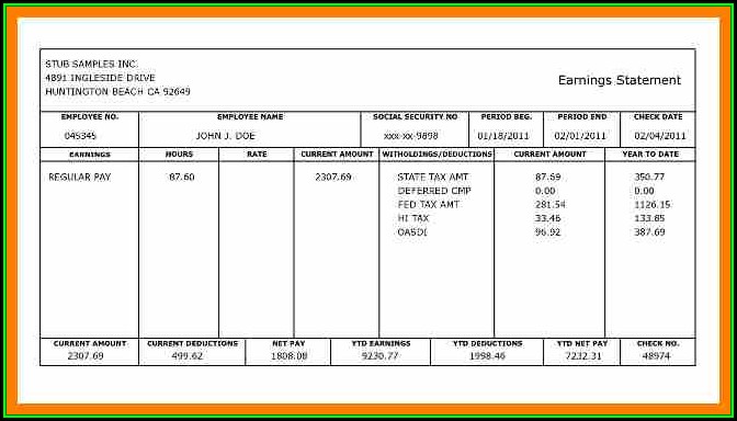  Free Check Stub Template Download Template 1 Resume Examples 