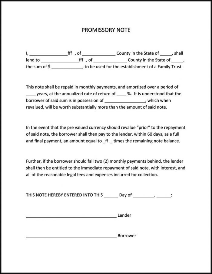 Free Fillable Promissory Note Template - Template 1 : Resume Examples # ...