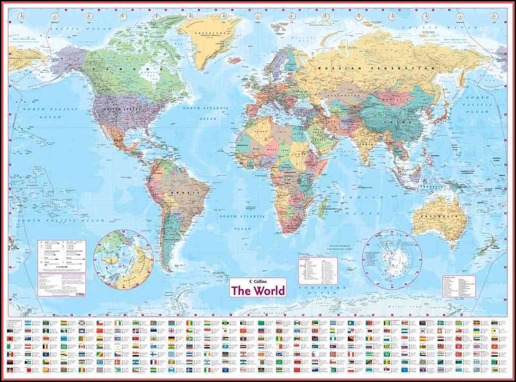 Large Huge Laminated World Map Political Atlas Poster Wall Chart A1 Images
