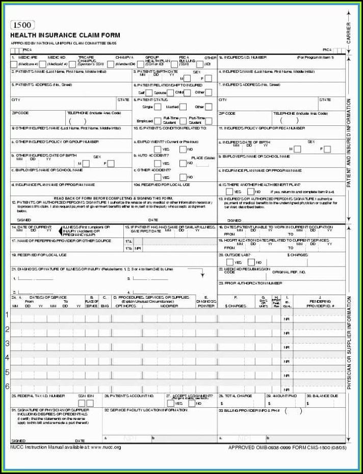 Free Hcfa 1500 Forms Printable Form Resume Examples yKVBjWMVMB