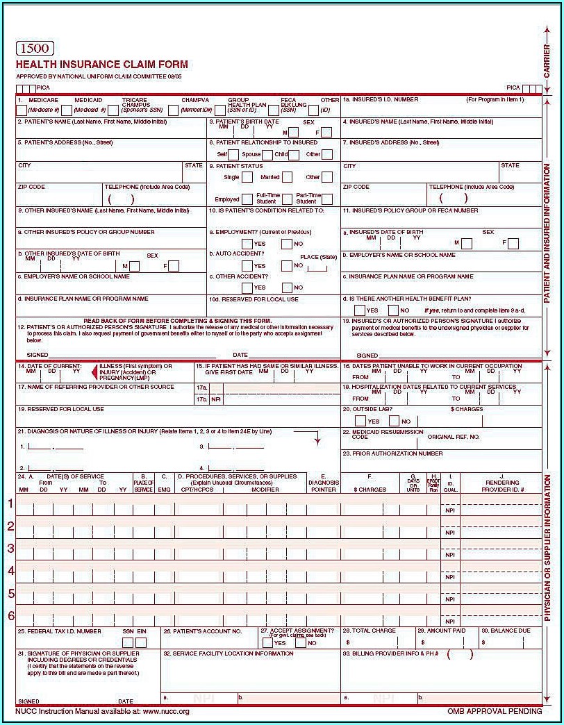 Free Cms 1500 Form Pdf Fillable Form Resume Examples P32Eagq2J8