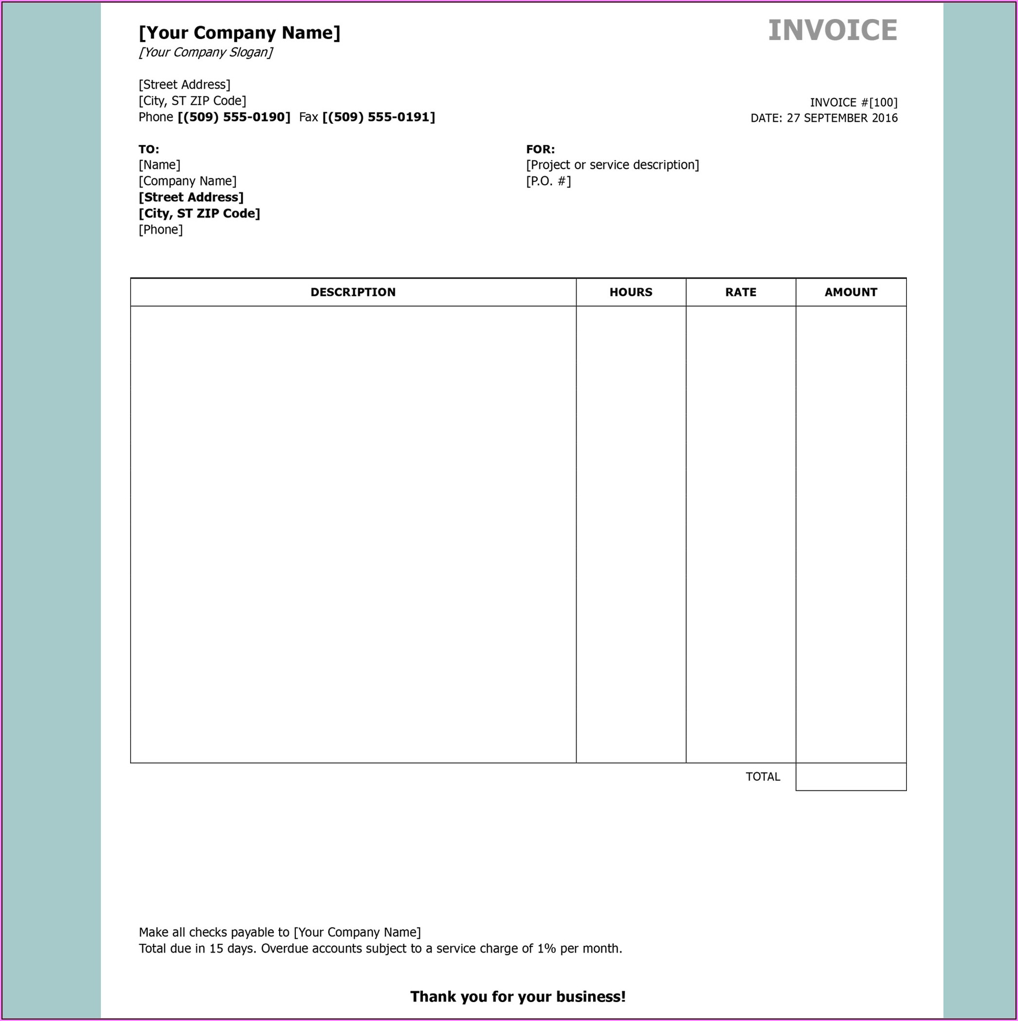 Ms Word Invoice Template Free Download Template 2 Resume Examples 