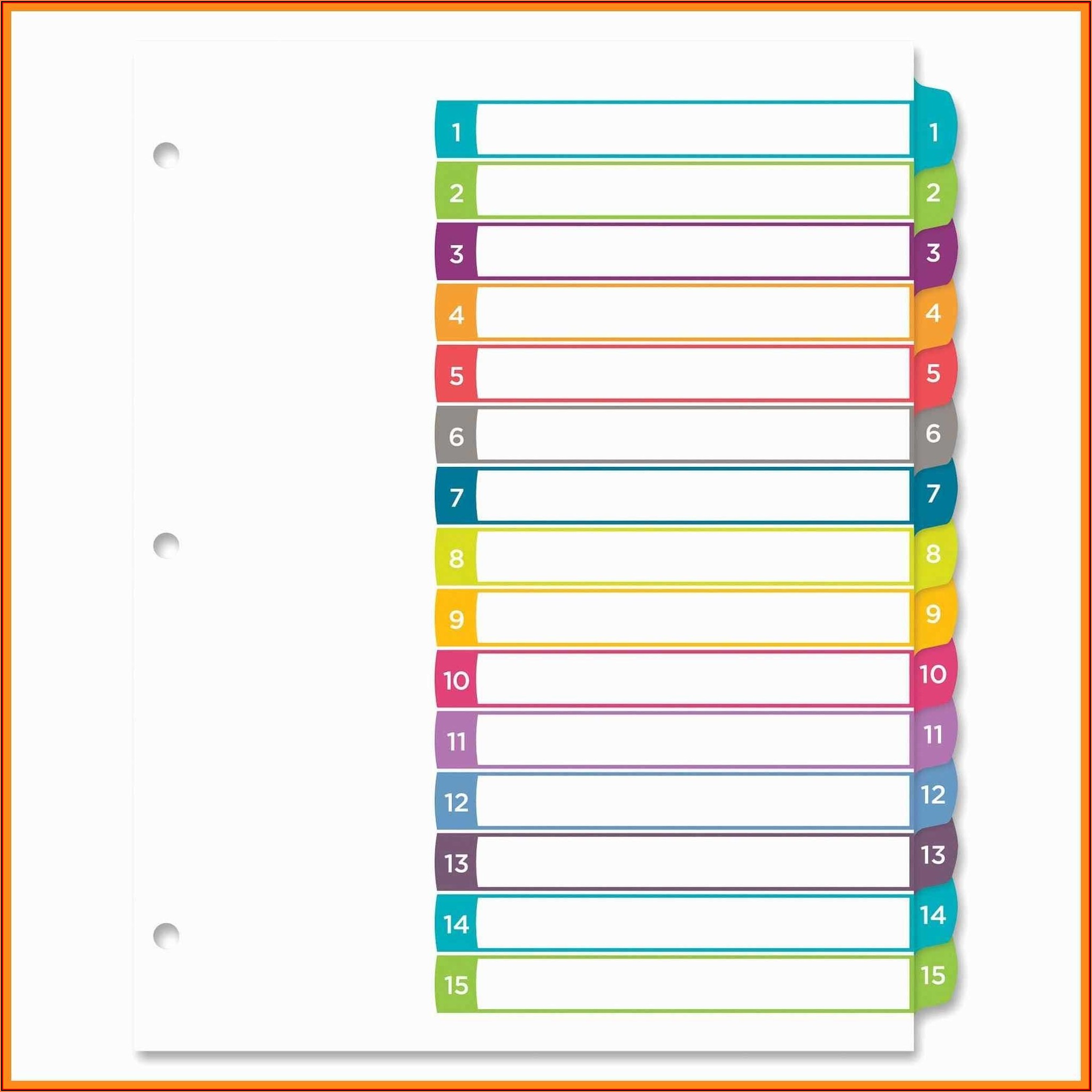 Avery Index Tabs With Printable Inserts 25 Self Adhesive Tabs Template