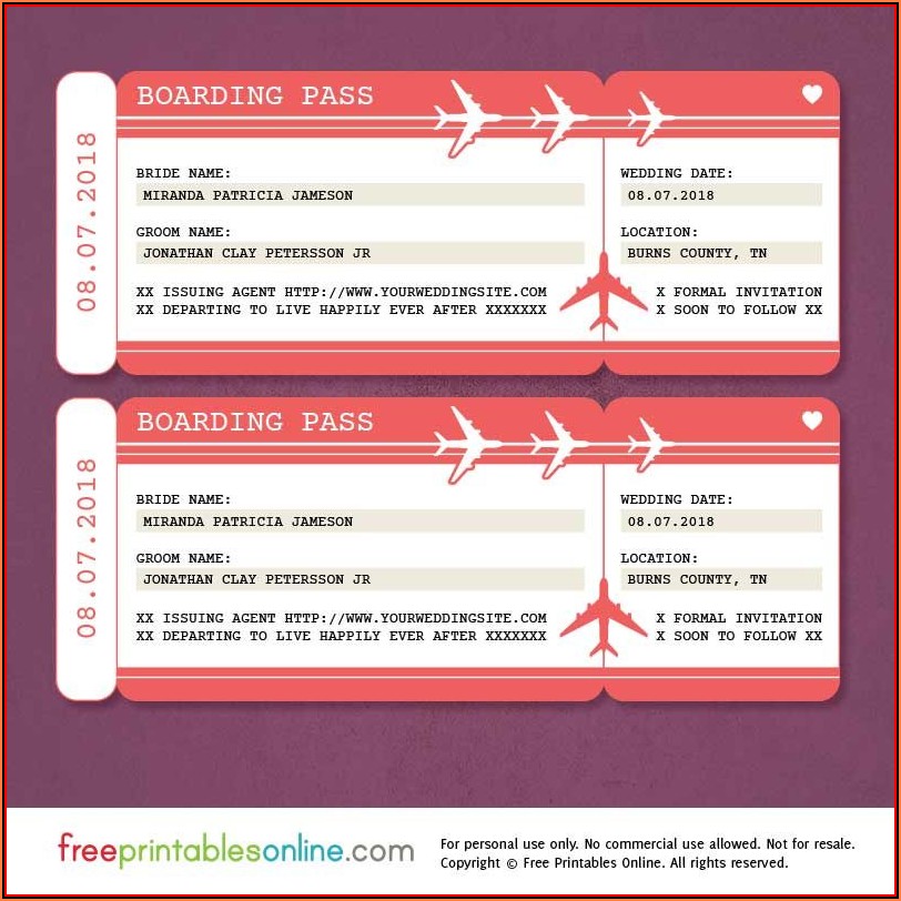Boarding Pass Invitation Template Free Download Template 1 Resume 