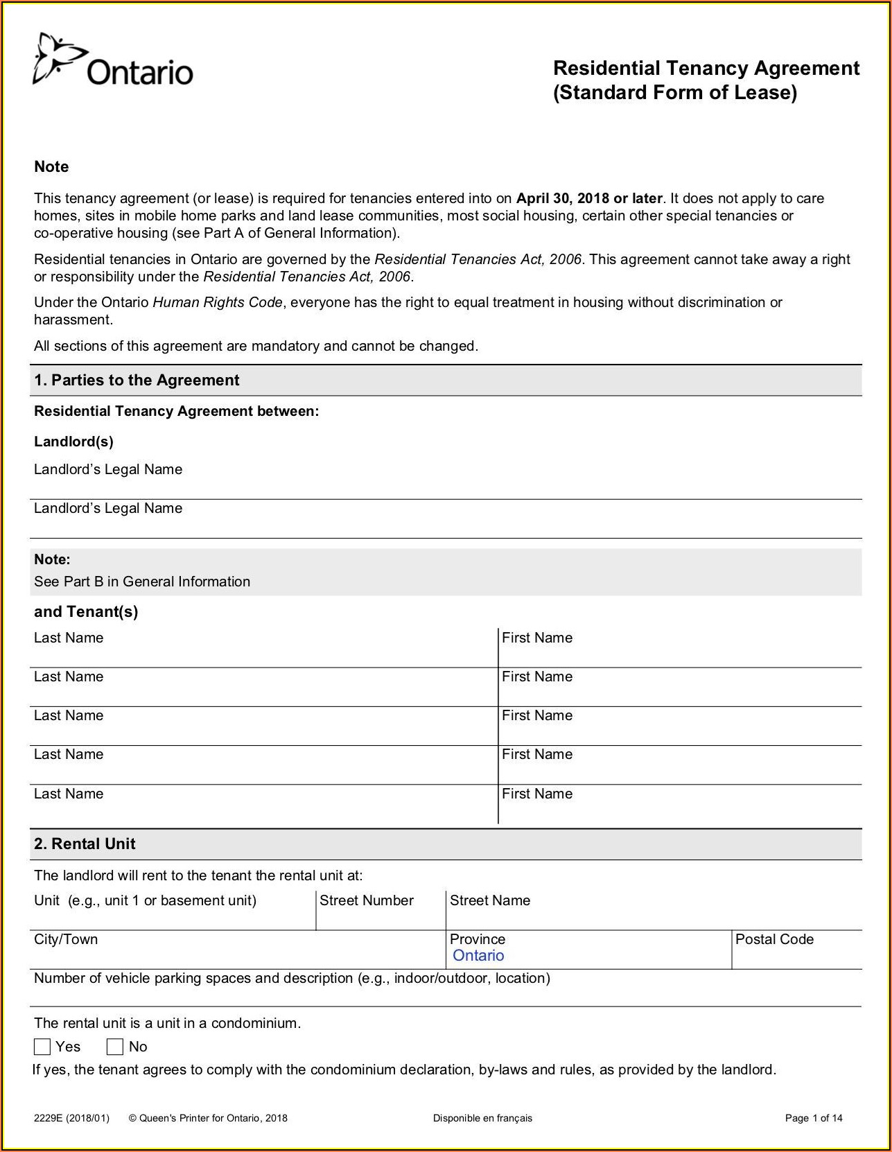 Rental Lease Agreement Form Ontario Form Resume Examples goVLygb2va