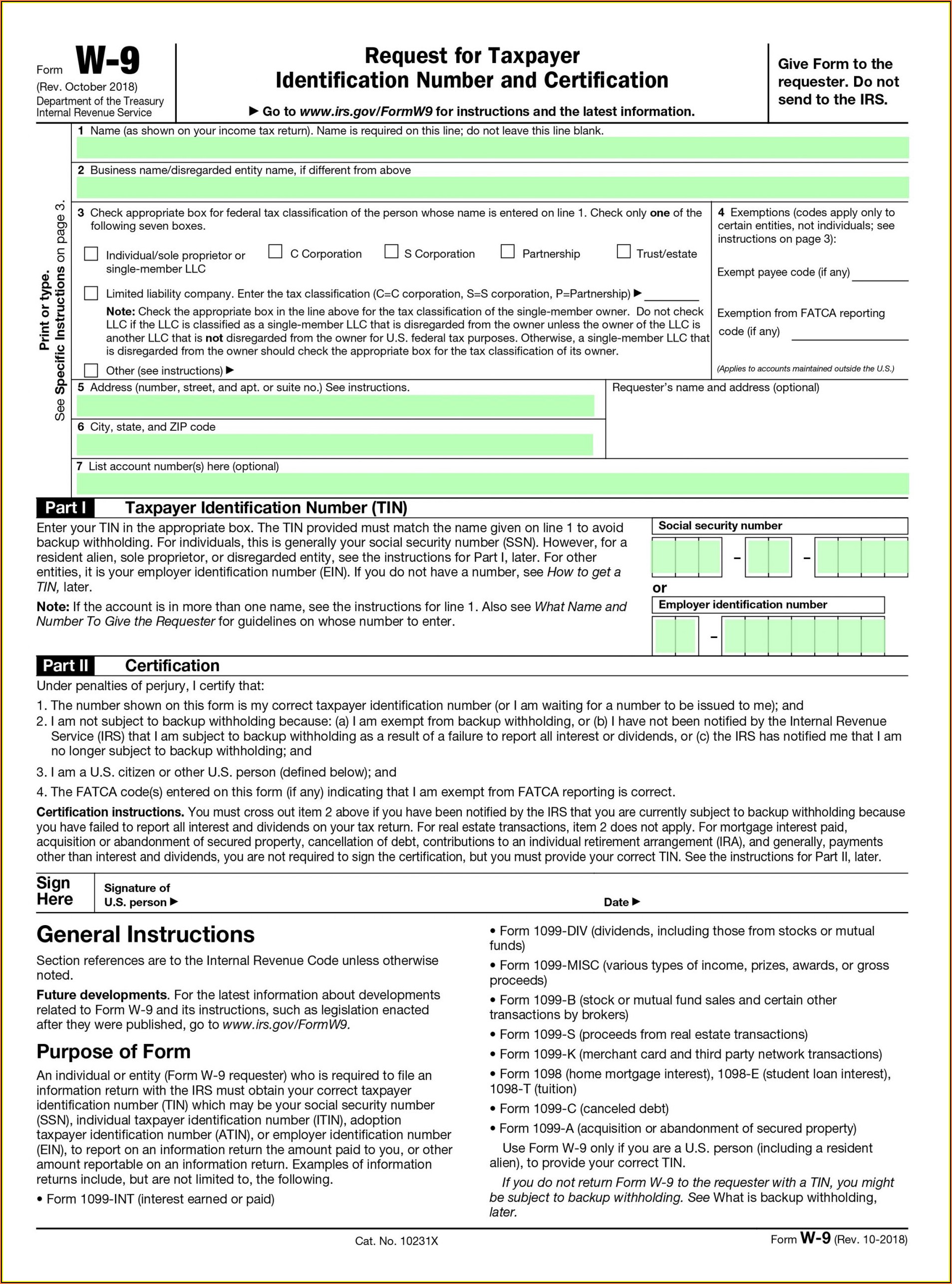 2017 W 9 Printable Form Printable World Holiday